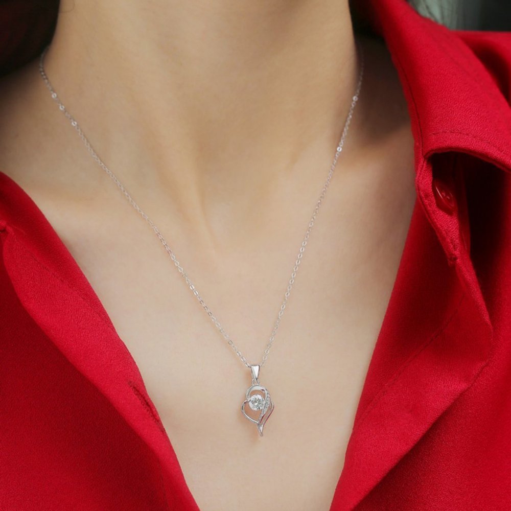 Certified 1/2 ct. t.w. Moissanite Diamond Heart Pendant Necklace NEW - Picture 3 of 13